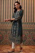 Women Teal Digital Printed Embroidery Straight Kurta